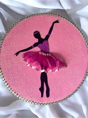 Handmade Pink Ballerina Wall Art with 3D Tulle Skirt